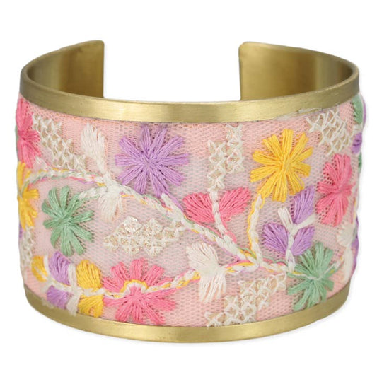 Embroidered Cuff - Pretty In Pink