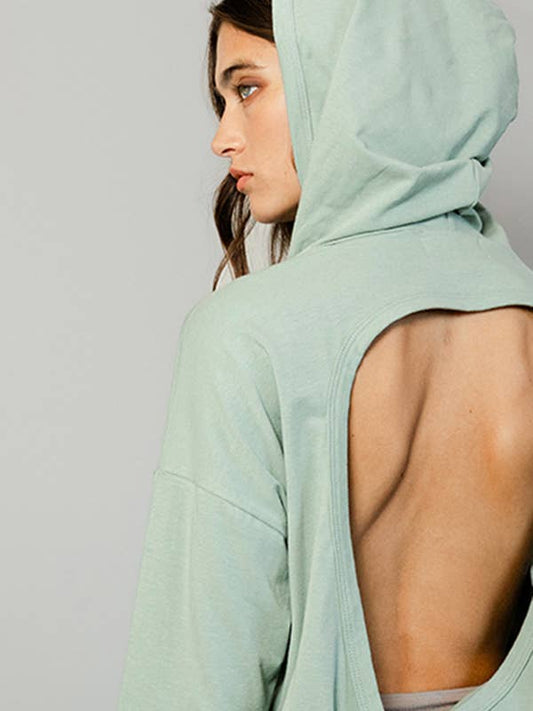 Open Back Hoodie - Sage