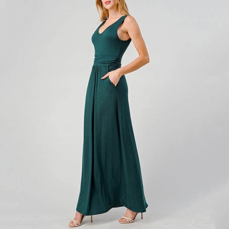 V-Neck Maxi Dress - Urban Green