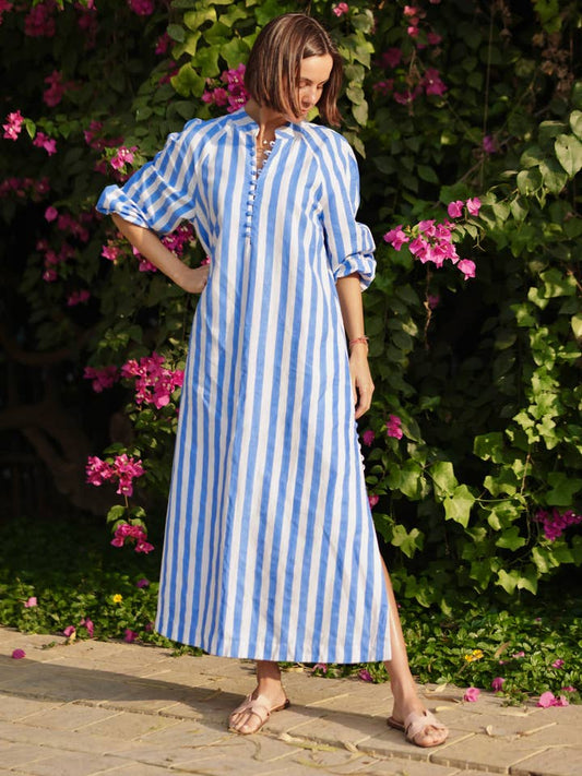 Positano Kaftan - Blue Cabana Stripe