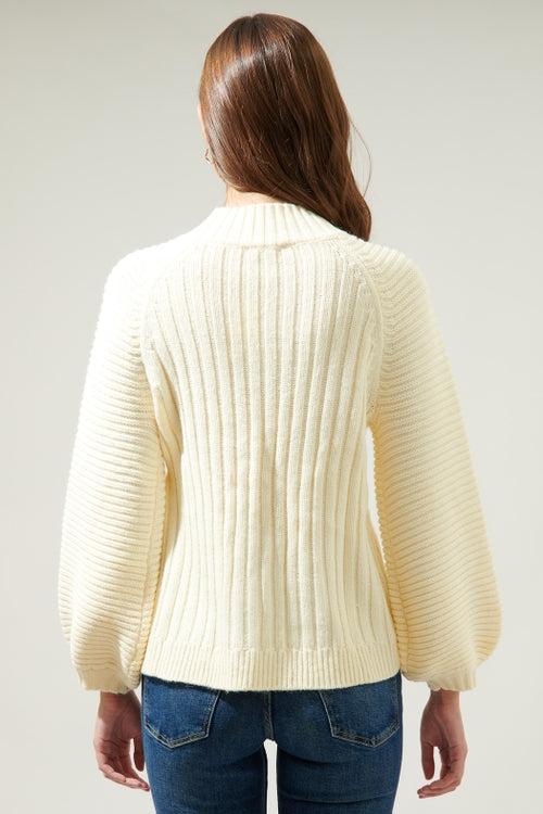 Mariela Mock Neck Sweater - Cream