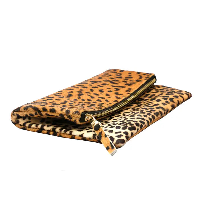 Leopard Fold Over Clutch