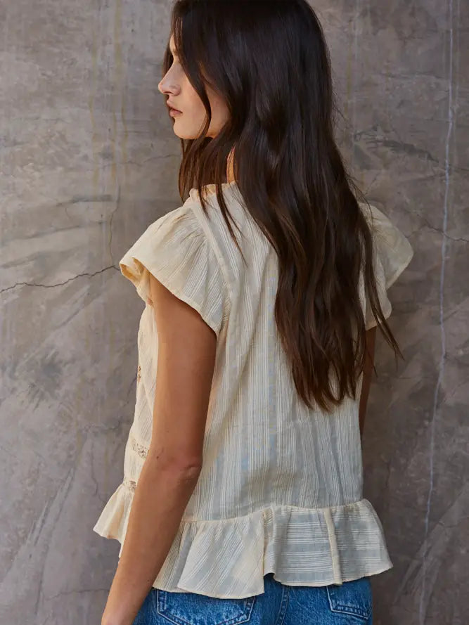 Ruffle Detail Blouse - Natural
