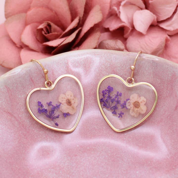 Dried Floral Earrings - Sweet Heart