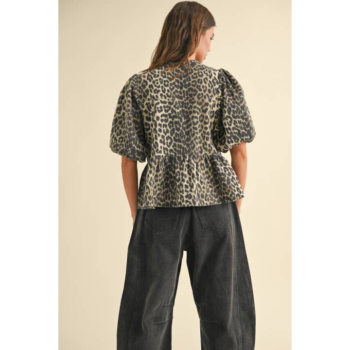 Bow Front Blouse - Leopard