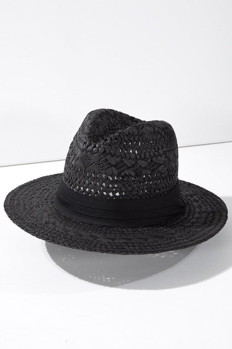 Boho Chic Summer Panama Hat - Black