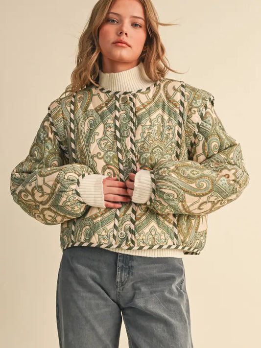 Paisley Quilted Jacket - Cream Multi