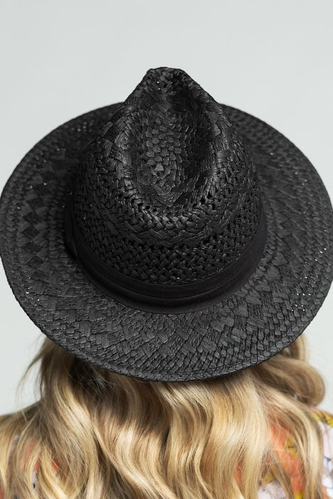 Boho Chic Summer Panama Hat - Black