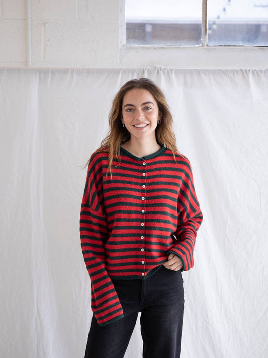 Piper Cardigan - Red/Green