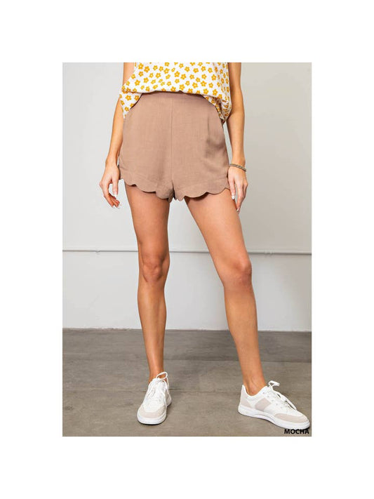 Scallop Edge Shorts - Mocha