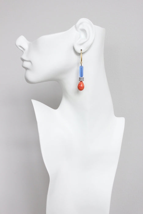 Blue Gray and Salmon Earrings