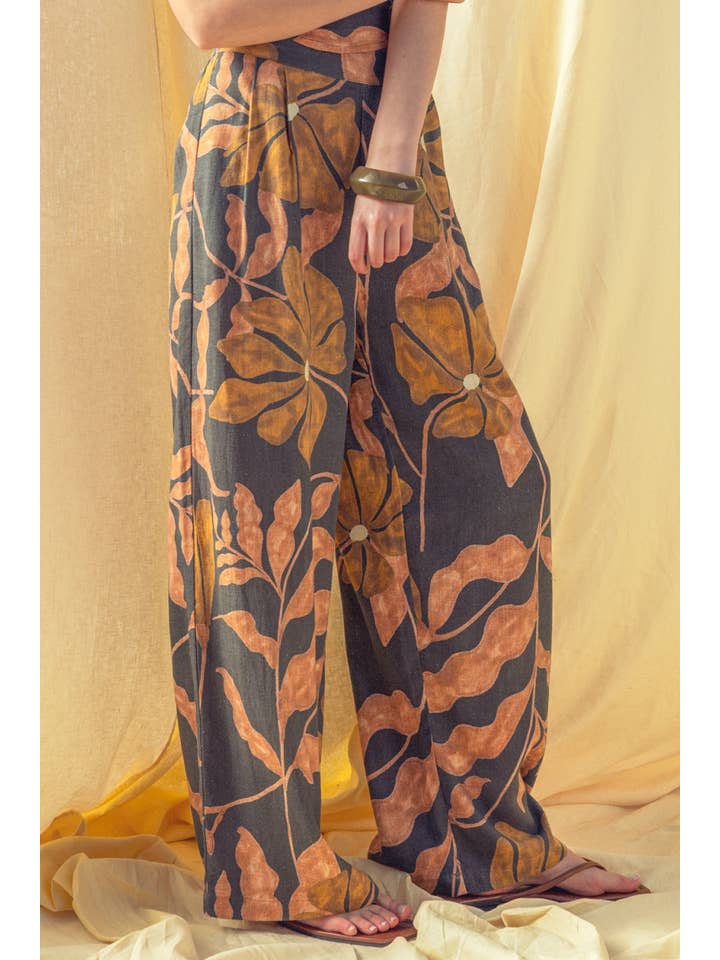 Linen Wide Leg Pants - Multi