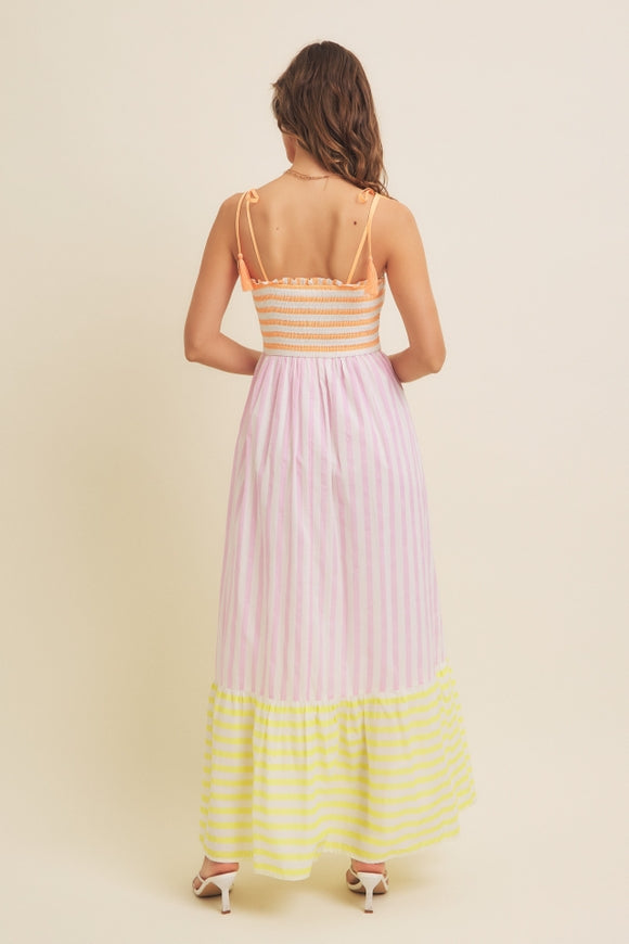 Stripe Smocked Maxi Dress - Sherbet Multi