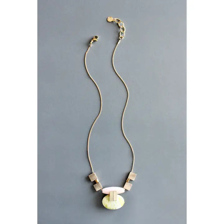 Pink Jade and Lemon Quartz Necklace