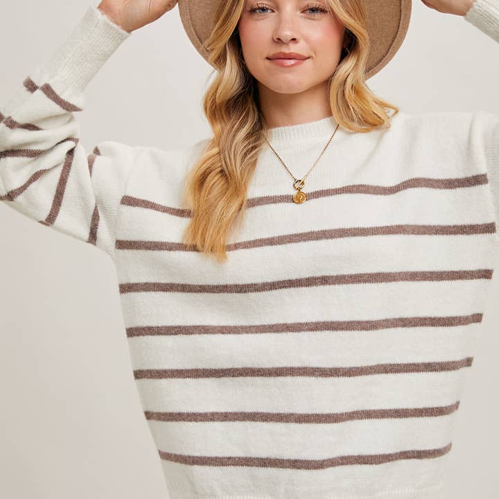 Striped Side Slit Sweater - Coco