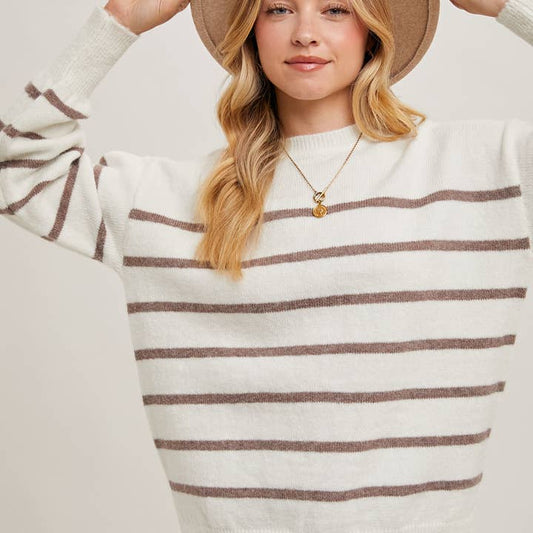 Striped Side Slit Sweater - Coco