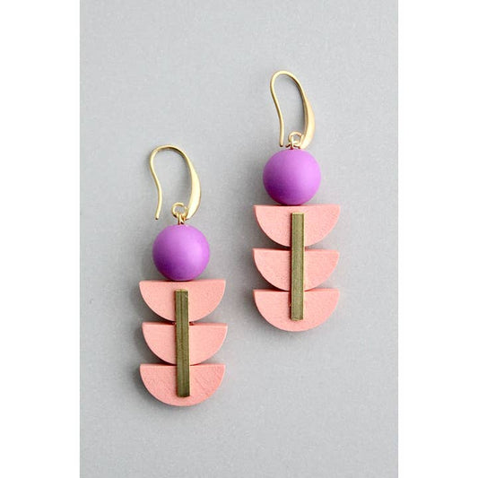 Pink and Purple Geo Earring