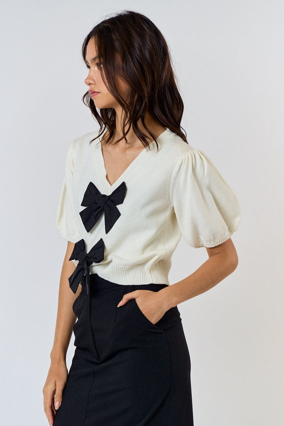 Bow Front Sweater - Ivory