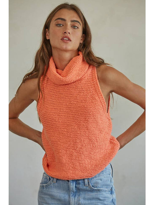 Salma Sweater Crop Top - Coral