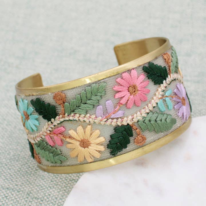 Embroidered Cuff - Floral Vines