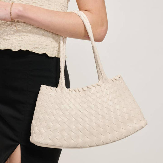 Millie Woven Shoulder Bag - Cream