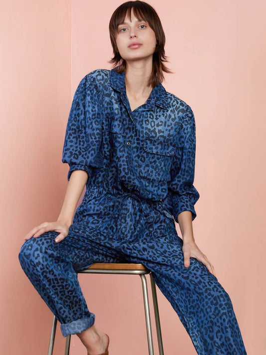 Ace Jumpsuit - Blue Animal Print