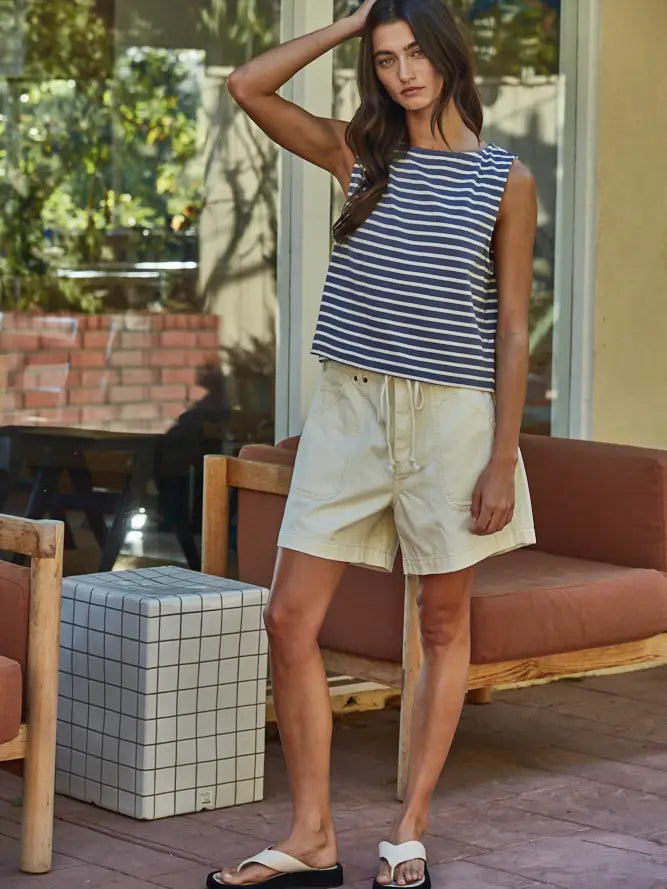 Striped Knit Tank - Blue Navy