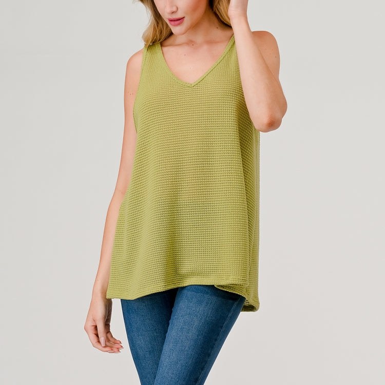 Knit V-Neck Tank - Sweet Pea