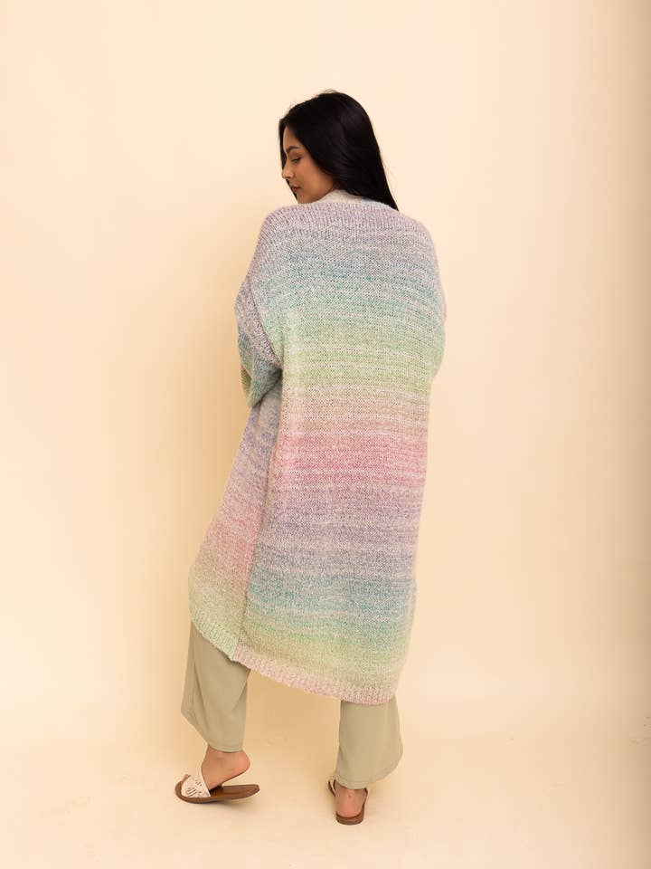 Ombre Longline Cardigan - Rainbow