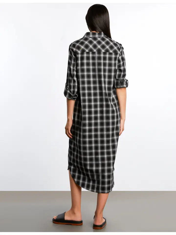 All Good Denim Shirtdress - Smoke Plaid