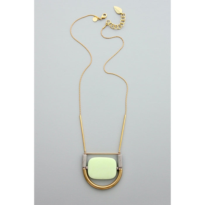 Mint Agate and Magnesite Geometric Necklace