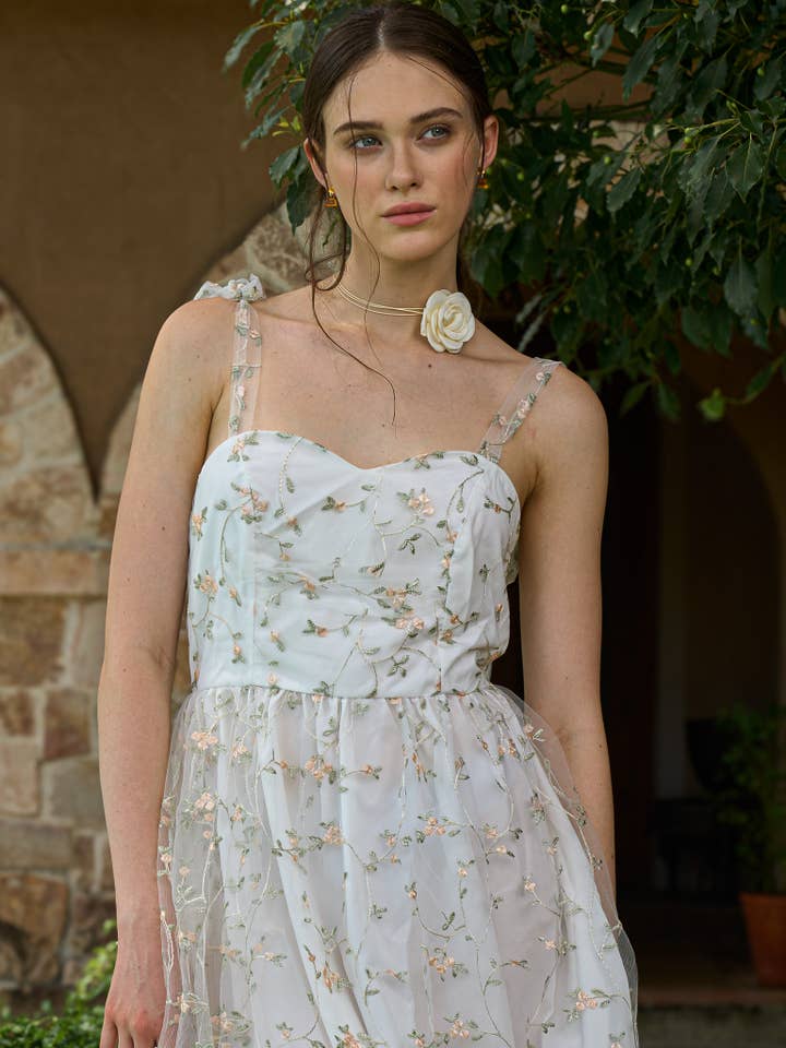 Dreamy Embroidered Sundress - White