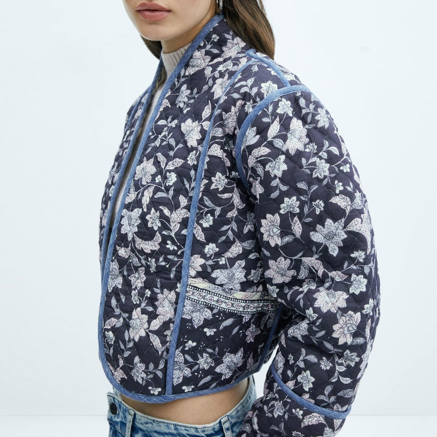 Reversible Quilted Cropped Jacket - Blue