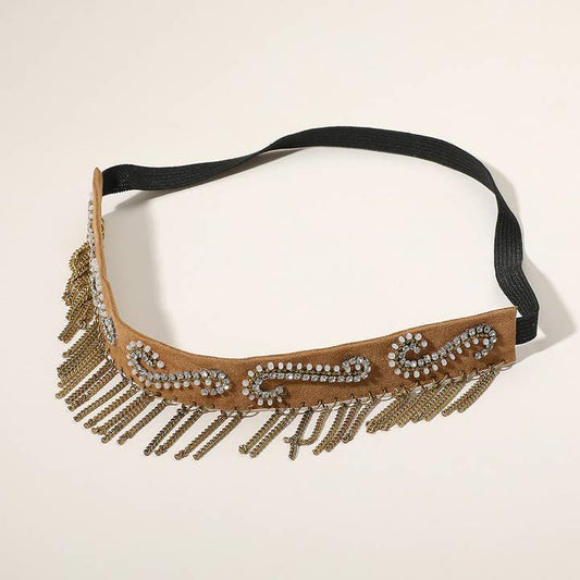 Faux Suede Beaded Headband - Swirl