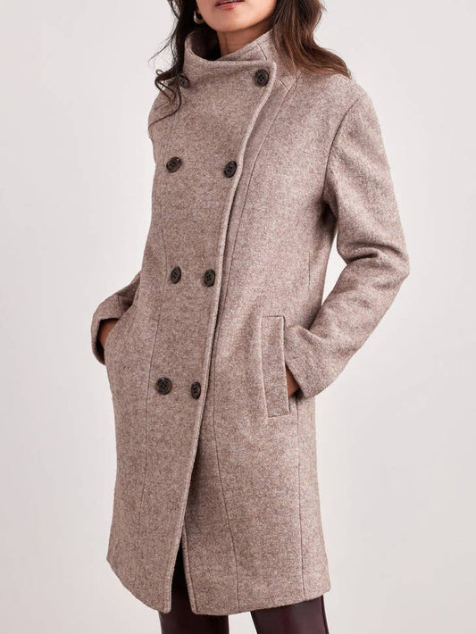 Boucle Pea Coat - Taupe