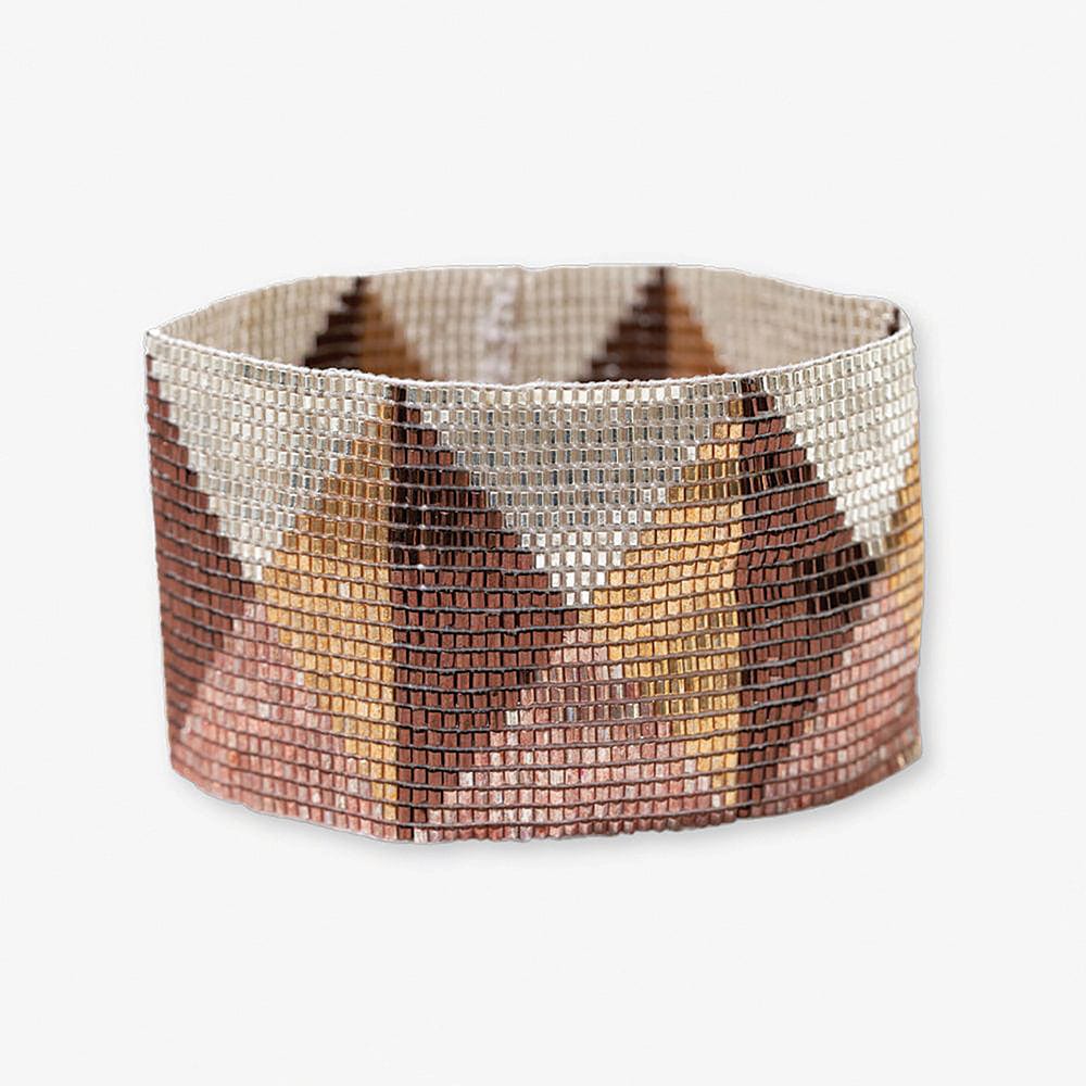 Brooklyn Triangles Beaded Stretch Bracelet - Mixed Metallic