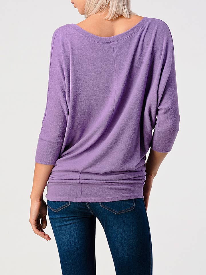 Dolman Sleeve Brushed Knit Top - Mid Purple