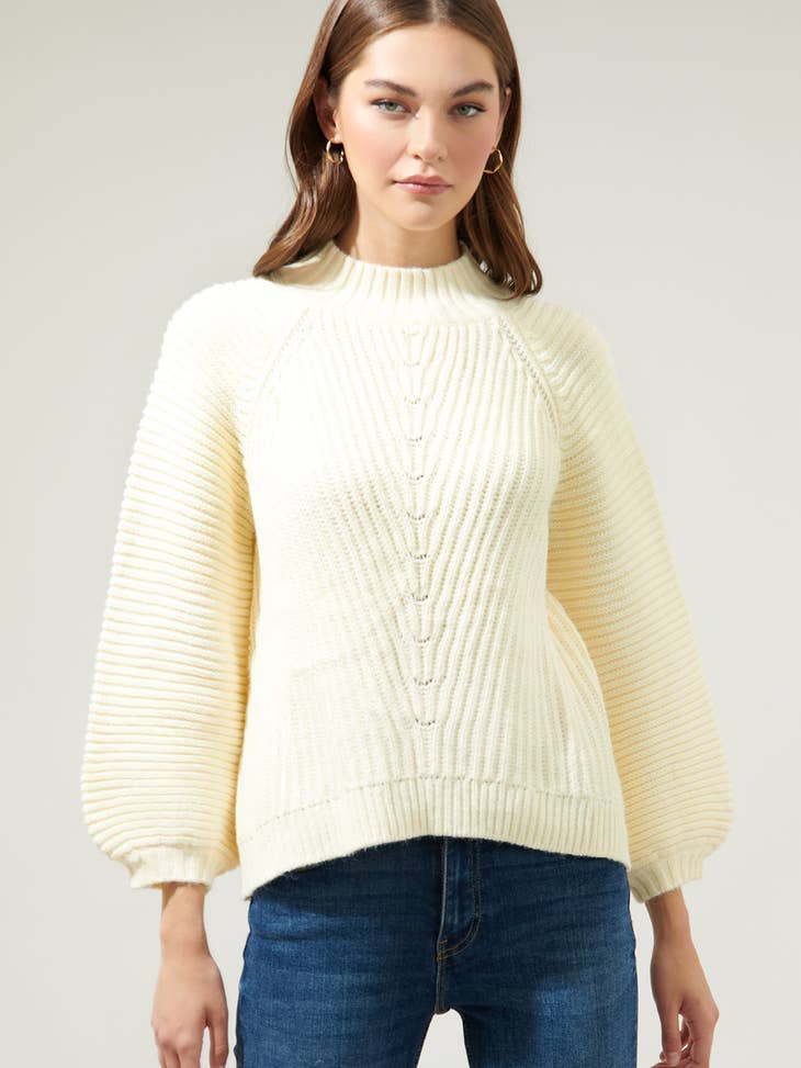 Mariela Mock Neck Sweater - Cream