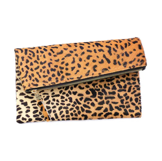 Leopard Fold Over Clutch