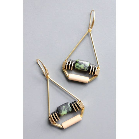 Glass and Jasper Art Deco Earrings