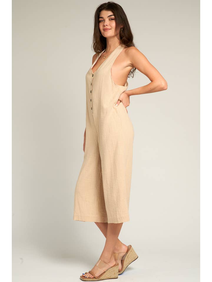 Sleeveless Jumpsuit - Beige