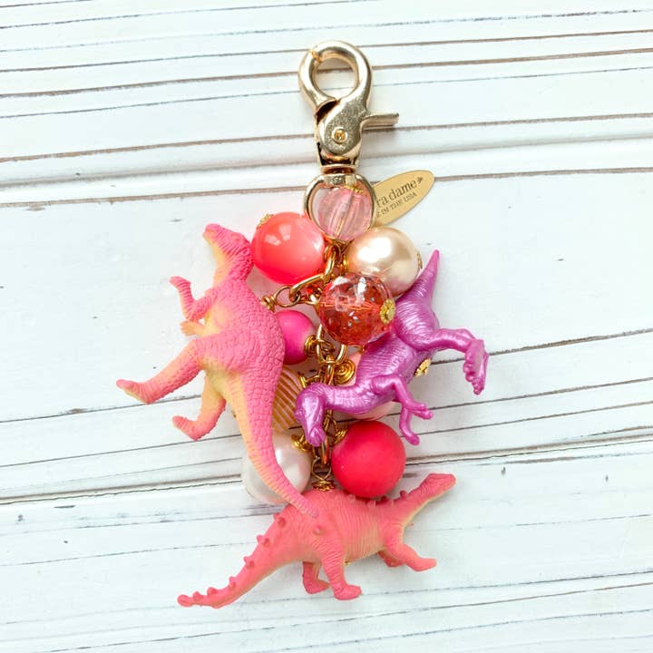 Bag Charm - Taffy Pink Favorite Dinosaur