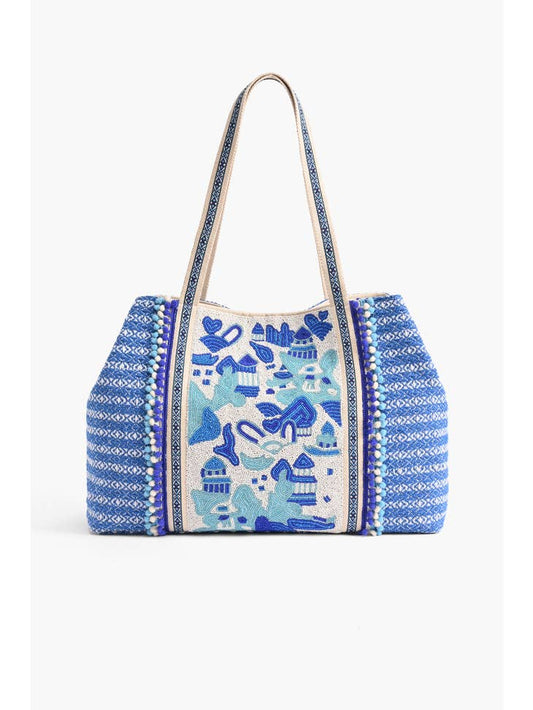 Silver Lake Blue Embellished Tote