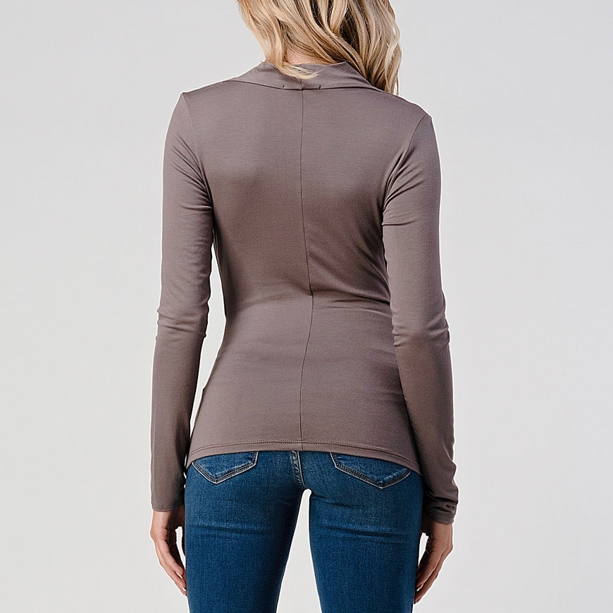 Long Sleeve Wrap Style Top - Natural