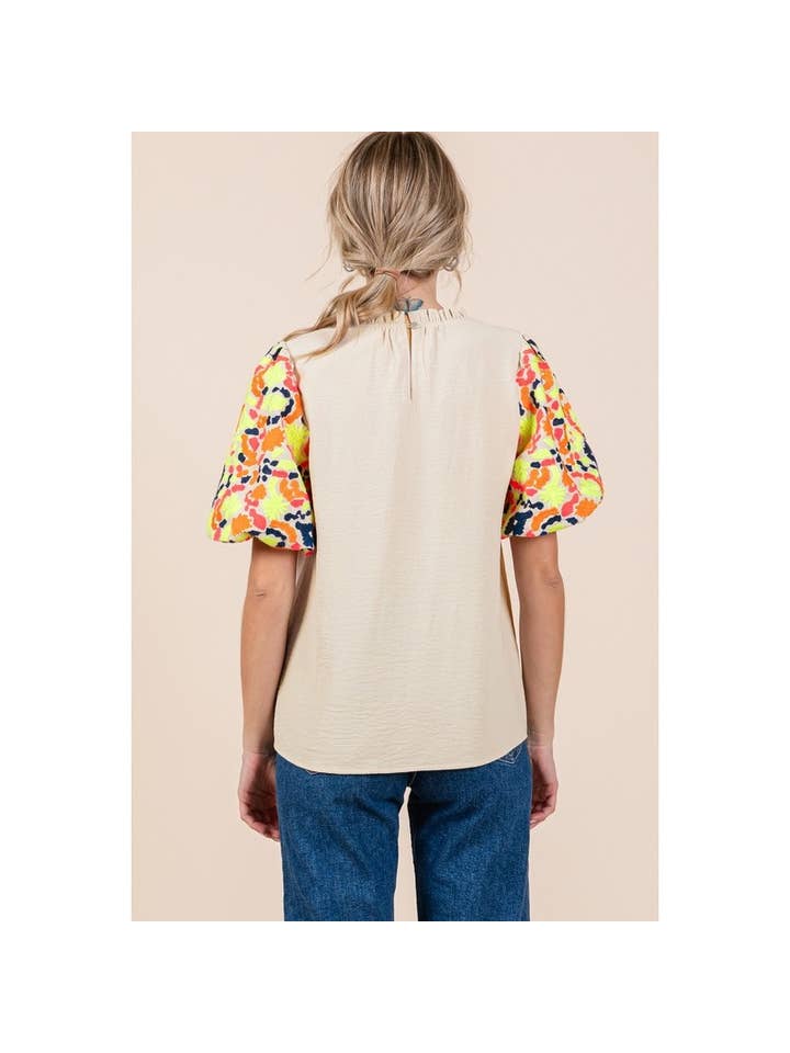 Balloon Sleeve Top - Oatmeal