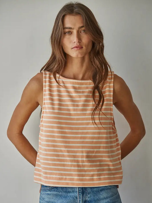 Striped Knit Tank - Coral