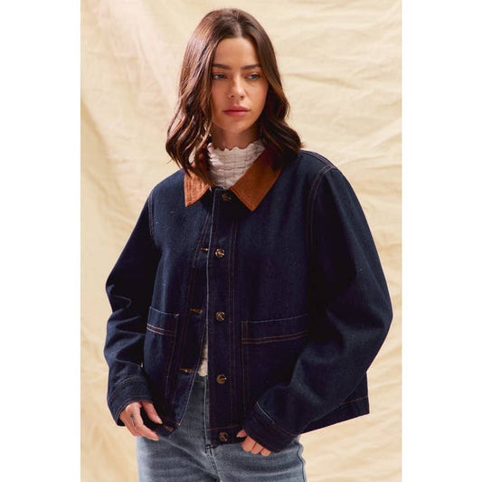 Cropped Barn Jacket - Denim