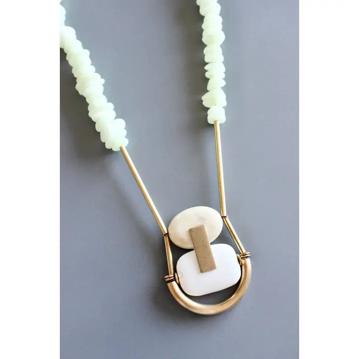 Jasper and Jade Geometric Necklace