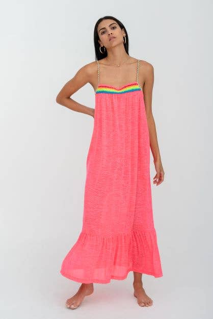 Braided Low Back Dress - Hot Pink
