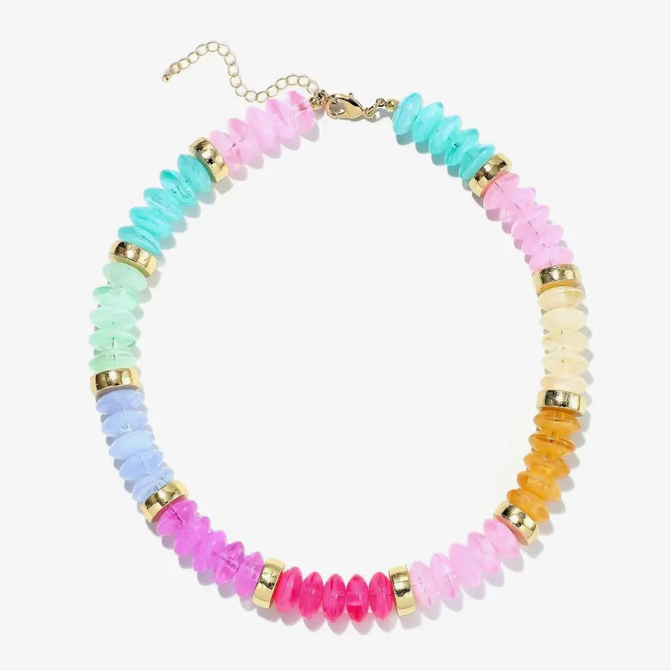 Multi Color Pastel Rondelle Necklace